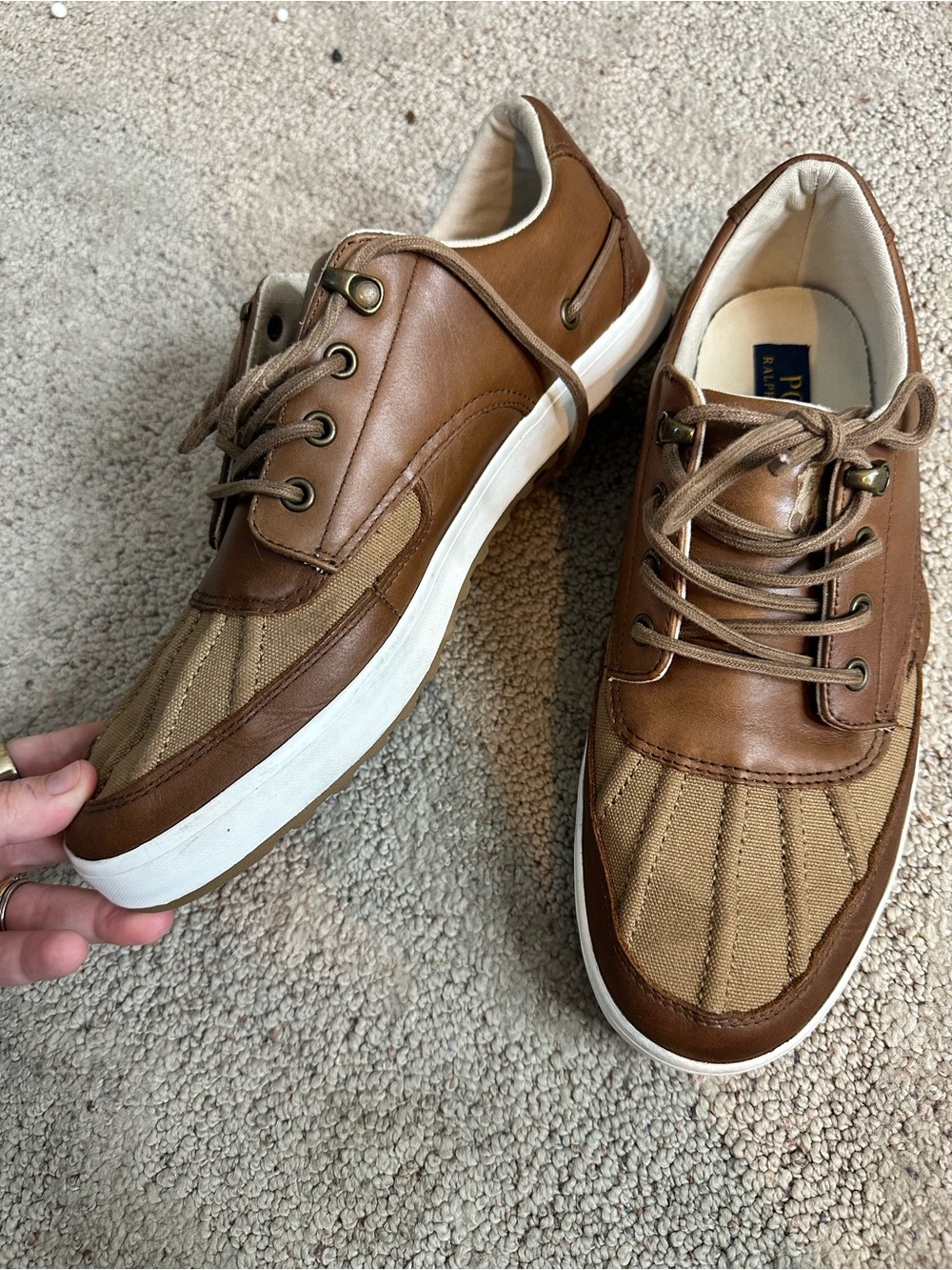 Polo Ralph Lauren Ramiro brown & tan leather sneakers